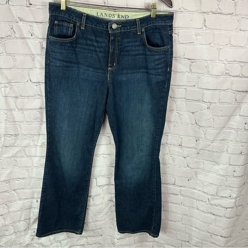 lands' end original fit modern waist boot leg jeans sz 12 100% cotton boho